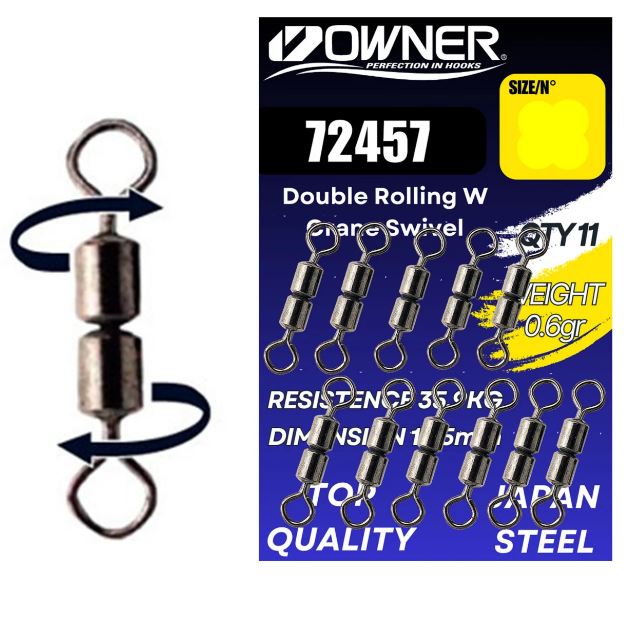 Vârtej dublu Owner Amaz 72457 Rolling Crane Swivel, Black, Nr.18/12.1kg, 12buc/plic