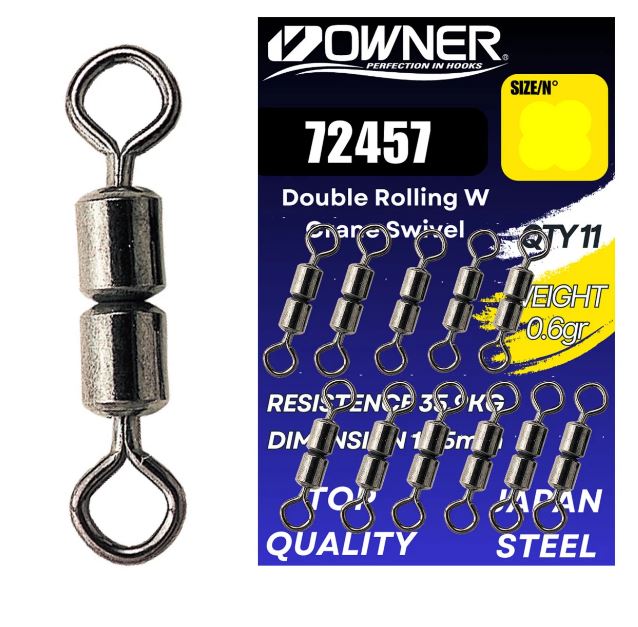 Vârtej dublu Owner Amaz 72457 Rolling Crane Swivel, Black, Nr.18/12.1kg, 12buc/plic