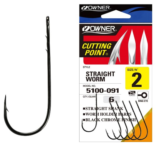 Cârlige Owner 5100 Straight Worm, Nr.4/0, 5buc/plic