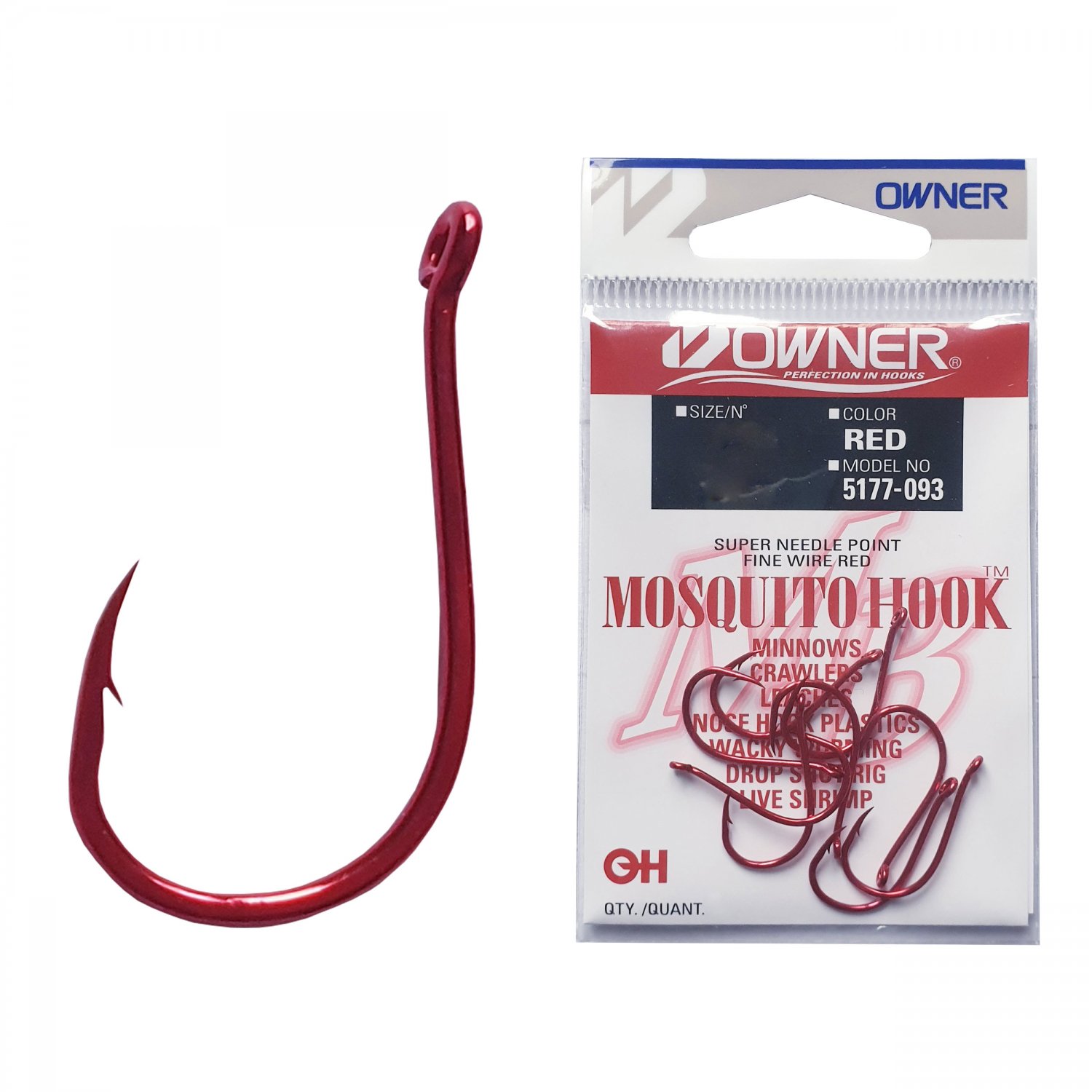 Cârlig Owner 5177 Mosquito Hook, Red, Nr.4, 10buc/plic