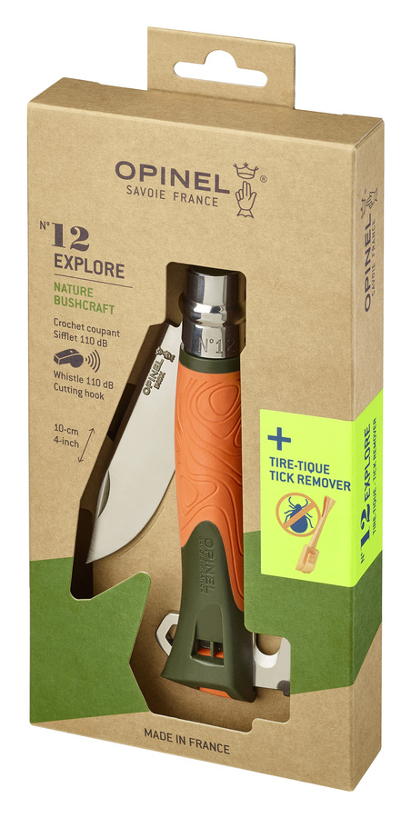 Briceag cu fluier + extractor căpușe Opinel Explore Nr.12 WHISTLE + TICK REMOVER