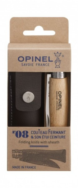 Set briceag Opinel Nr.8 INOX + Teacă piele