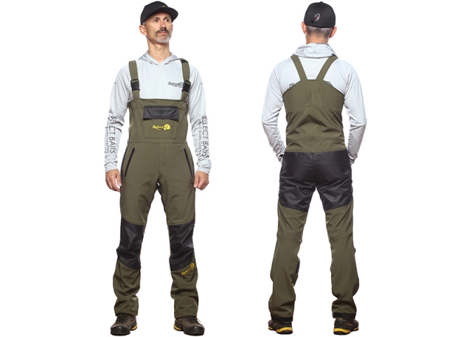 Salopetă Select Baits New Wave Softshell Fleece Insulated BibnBrace, Green/Black, X-Large