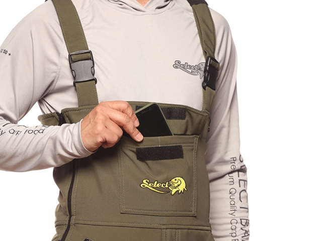Salopetă Select Baits New Wave Softshell Fleece Insulated BibnBrace, Green/Black, X-Large