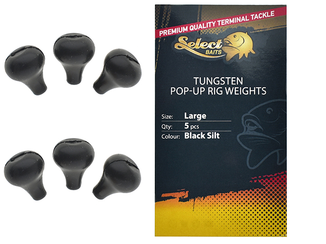 Lesturi Select Baits Tungsten Pop-up Rig Weight, Black Silt, Large, 5buc/plic