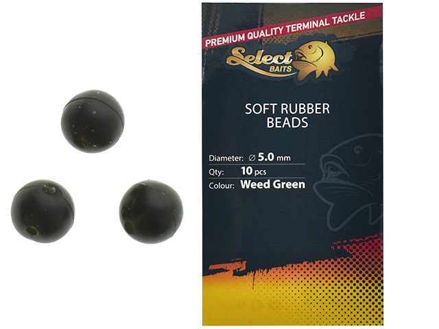 Biluțe antișoc Select Baits Soft Rubber Beads, Weed Green, 5mm, 10buc/plic