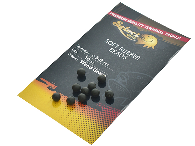Biluțe antișoc Select Baits Soft Rubber Beads, Weed Green, 5mm, 10buc/plic