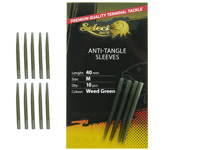Manșoane Select Baits Antitangle Sleeves, Weed Green, 40mm, 10buc/plic