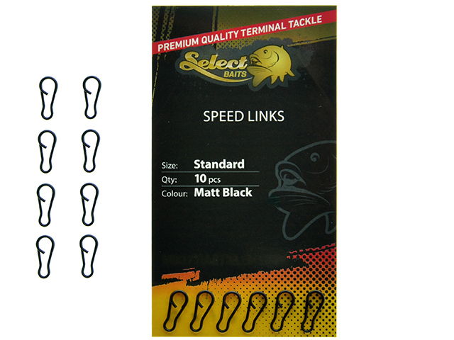 Agrafe rapide Select Baits Speed Links, Matt Black, Standard, 10buc/plic