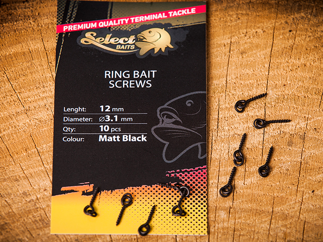 Șurub pentru momeală Select Baits Ring Bait Screws, Matt Black, 3.1mm/12mm, 10buc/plic