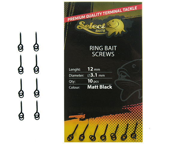 Șurub pentru momeală Select Baits Ring Bait Screws, Matt Black, 3.1mm/12mm, 10buc/plic
