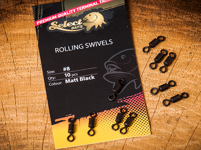 Vârtej Select Baits Rolling Swivels, Matt Black, Nr.8, 10buc/plic