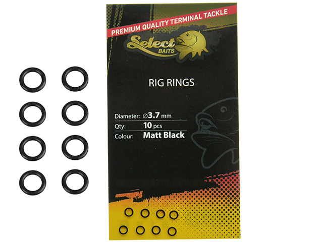 Anouri rotunde Select Baits Rig Rings, Matt Black, 3.7mm, 10buc/plic