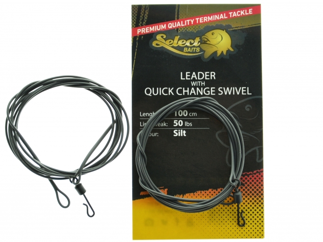 Montură Select Baits Leader with Quick Change Swivel, Silt, 50lbs/100cm