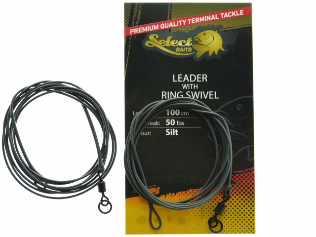 Montură Select Baits Leader with Ring Swivel, Silt, 50lbs/100cm