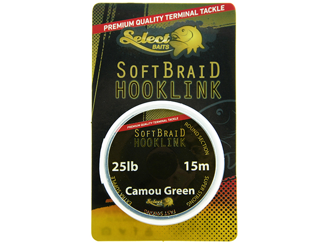Fir textil Select Baits Soft Braid Hooklink, Camou Green, 25lb/15m
