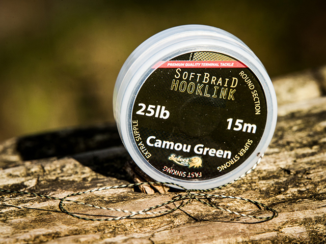 Fir textil Select Baits Soft Braid Hooklink, Camou Green, 25lb/15m