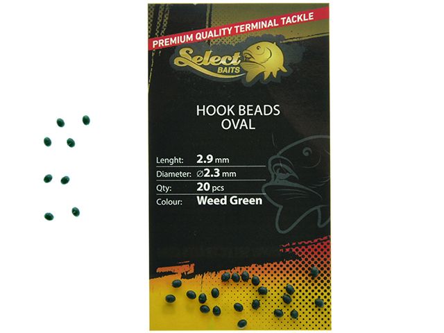 Micro opritoare Select Baits Oval Hook Beads, Weed Green, 2.3mm/2.9mm, 20buc/plic