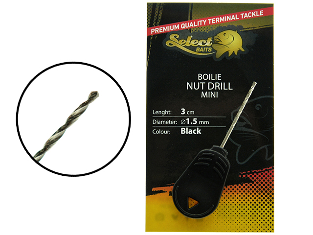Burghiu Select Baits Boilie&Nut Drill Mini, Black, 1.5mm/3cm