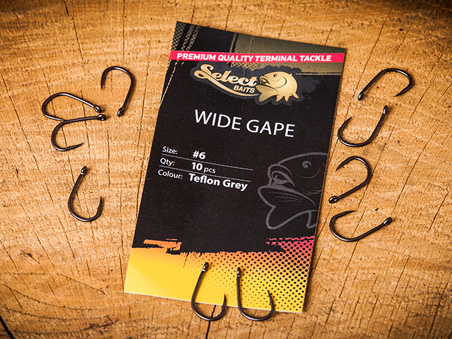 Cârlige Select Baits Wide Gape Hooks, Teflon Grey, Nr.6, 10buc/plic