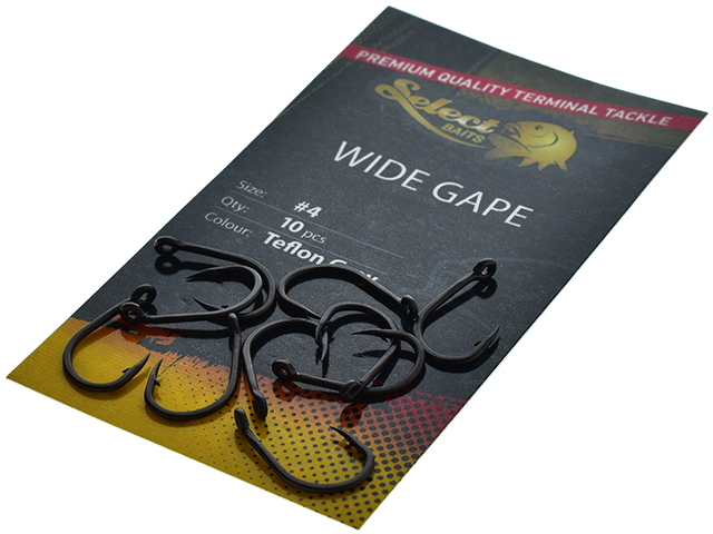 Cârlige Select Baits Wide Gape Hooks, Teflon Grey, Nr.6, 10buc/plic