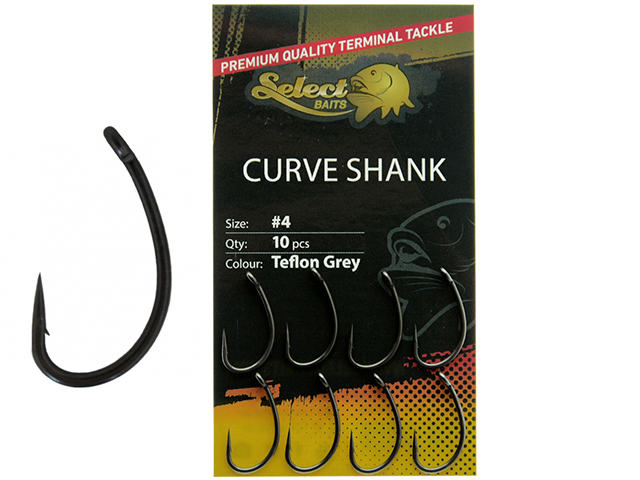 Cârlige Select Baits Curve Shank Hooks, Teflon Grey, Nr.6, 10buc/plic