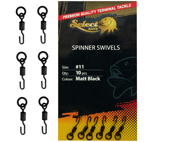 Micro vârtej Select Baits Spinner Swivels, Matt Black, Nr.11, 10buc/plic