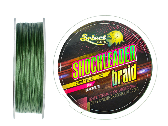 Fir textil Select Baits Shockleader X8 Braid, Dark Green, 0.25mm/100m