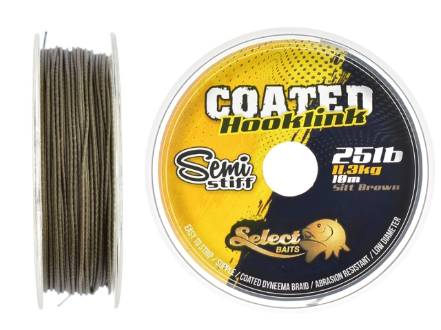 Fir textil Select Baits Coated Hooklink Semi-Stiff, Silt Brown, 25lb/11.3kg/10m