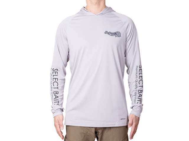 Bluză Select Baits UV Long Sleeve Hoodie UPF 50+, Light Grey, Large