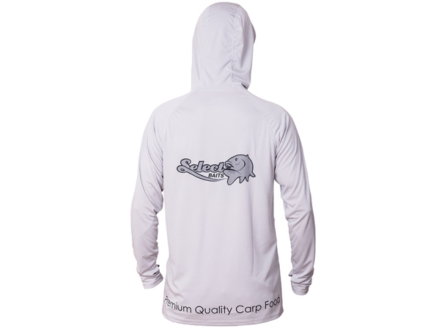 Bluză Select Baits UV Long Sleeve Hoodie UPF 50+, Light Grey, Large