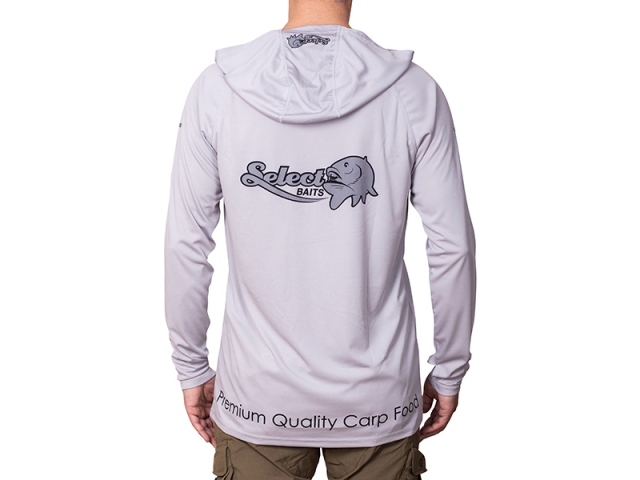 Bluză Select Baits UV Long Sleeve Hoodie UPF 50+, Light Grey, Large