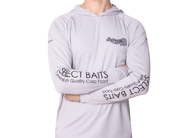 Bluză Select Baits UV Long Sleeve Hoodie UPF 50+, Light Grey, Large