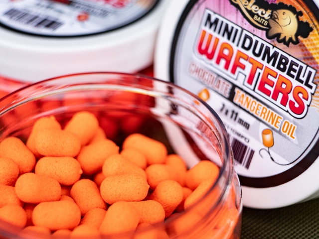 Mini dumbells critic echilibrate Select Baits Wafters, Chocolate&Tangerine Oil, 7-11mm/45g