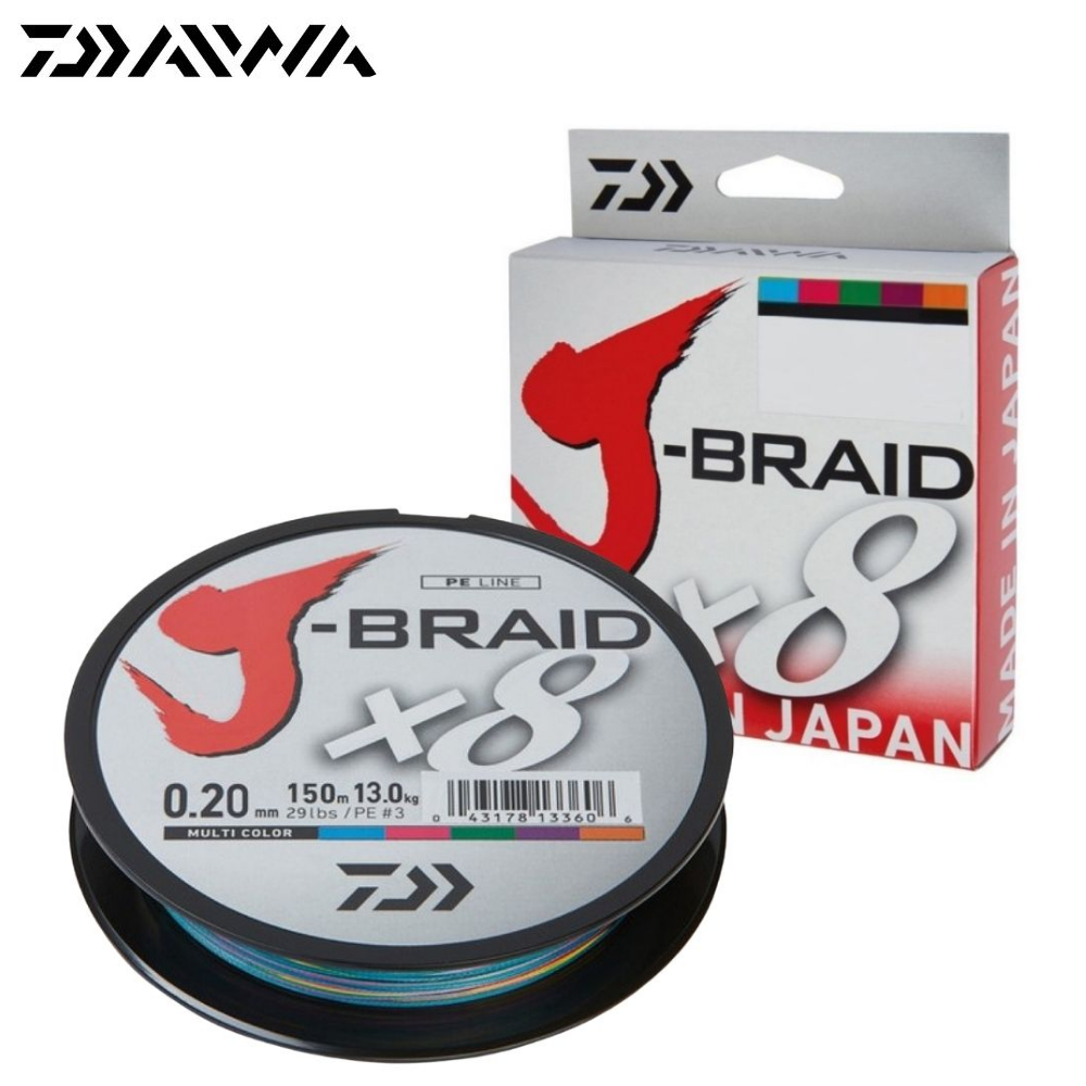 Fir textil Daiwa J-Braid X8, Multicolor, 0.18mm/12kg/150m