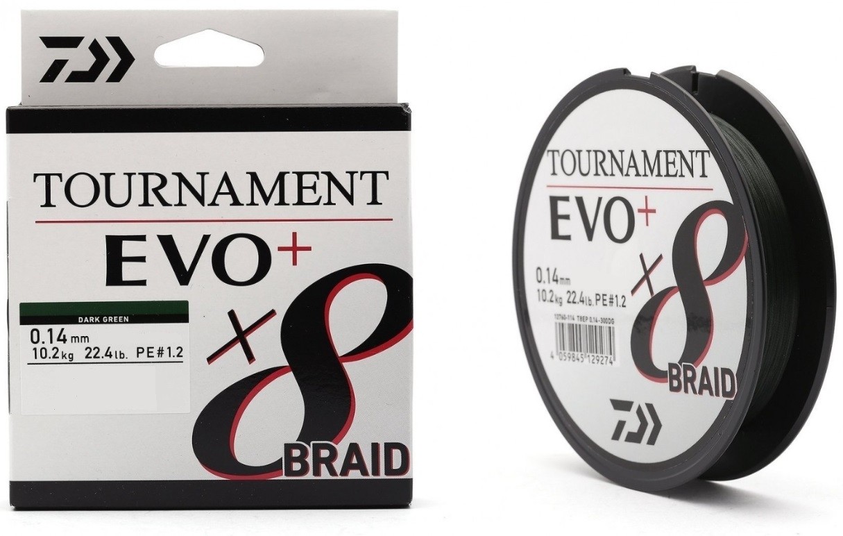Fir textil Daiwa Tournament Evo+ 8X Braid, Dark Green, 0.18mm/15.8kg/270m