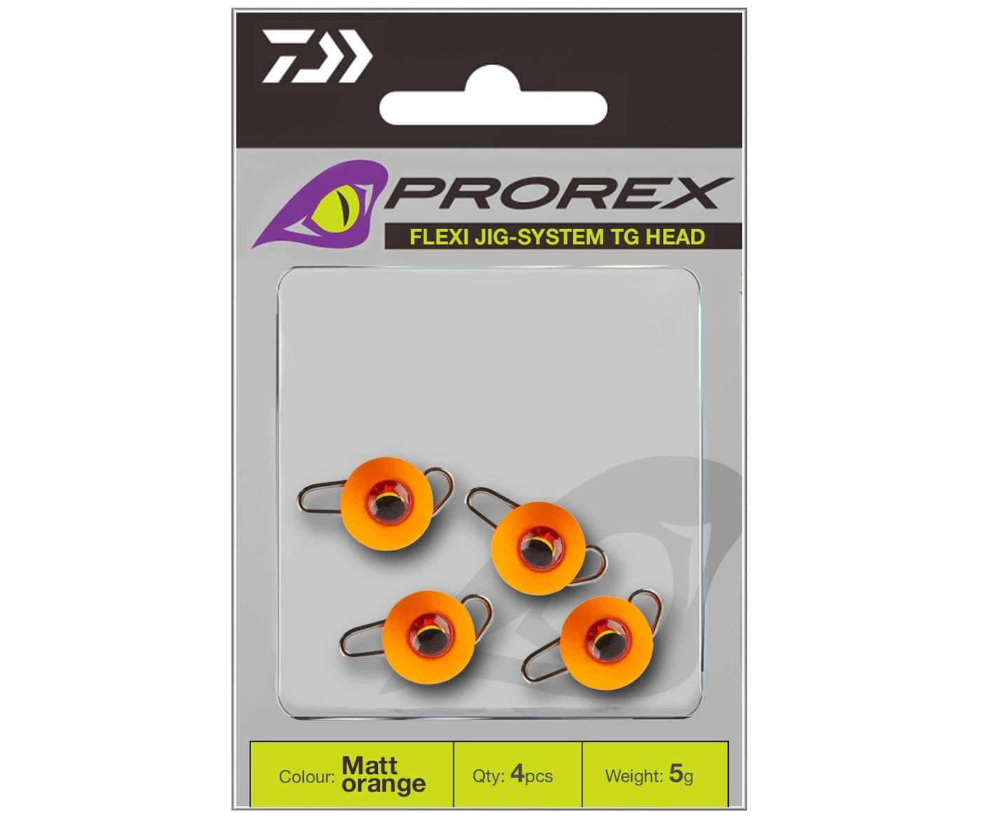 Plumb cheburashka jig Daiwa Prorex Flexi Jig-System TG Head, Fluo Orange, 4g, 5buc/plic