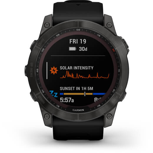 Ceas Garmin Fenix 7X Sapphire Solar Carbon Gray, TI/Black, 51mm EMEA