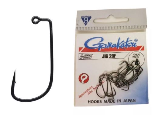 Cârlige pentru jig Gamakatsu 29F, Negru, Nr.6, 25buc/plic