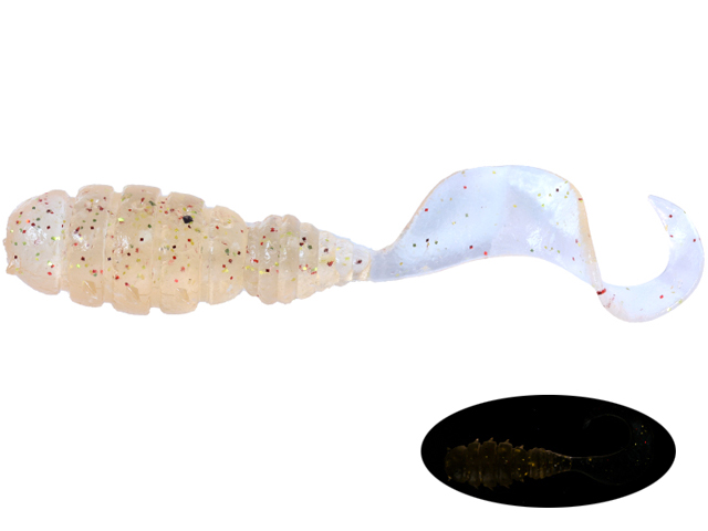 Nălucă Jackall Good Meal Grub, Glow Crash Clear Krill, 3.8cm, 8buc/plic