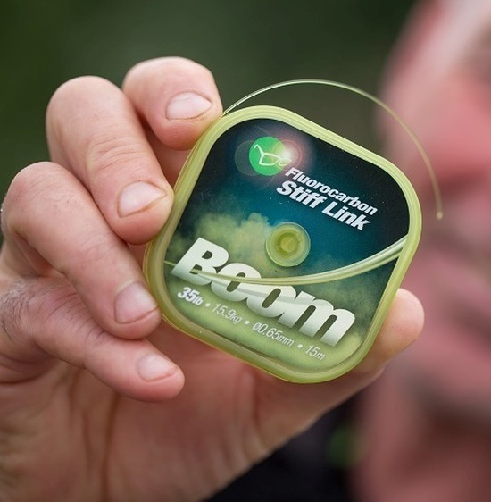 Fir Fluorocarbon Korda Boom Stiff Link, Low Vis Green, 0.65mm/15.9kg/15m