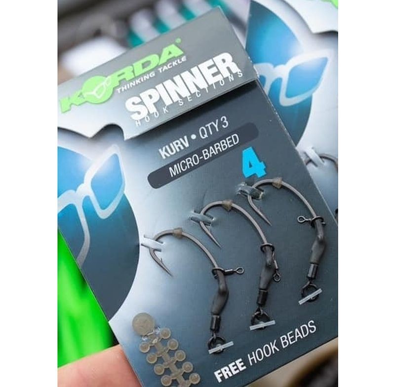 Montură Korda Ronnie Rig Sections Kurv Shank+Free Hook Beads, Nr.6, 3buc/plic