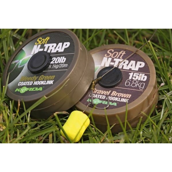 Fir textil Korda N-Trap Soft Coated Hooklink, Gravel Brown, 20lbs/9.10kg/20m