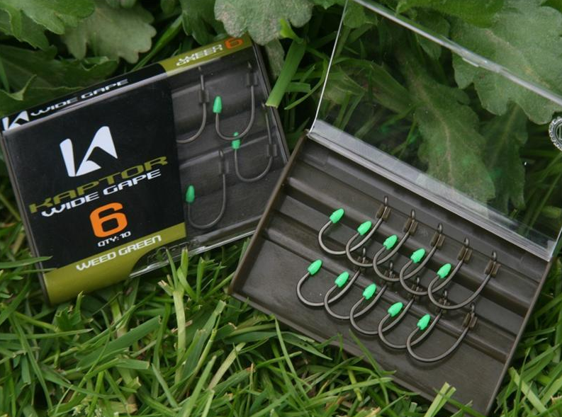 Cârlige Korda Kaptor Wide Gape Barbless, Weed Green, Nr.10, 10buc/cutie