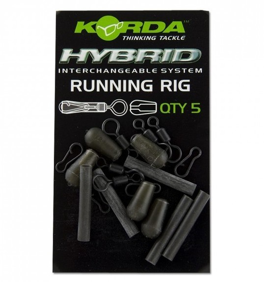 Kit montură culisantă Korda Running Rig, Weed Green, 5buc/plic