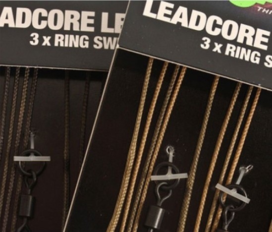 Montură Leadcore cu anou Korda Kable Leaders with Ring Swivel, Weed Silt, 3buc/plic