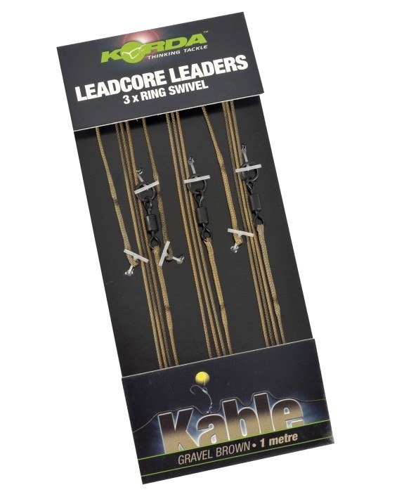Montură Leadcore cu anou Korda Kable Leaders with Ring Swivel, Weed Silt, 3buc/plic