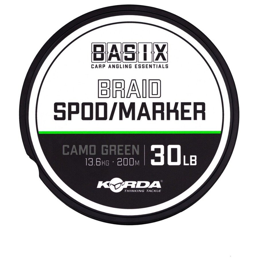 Fir textil Korda Basix Spod/Marker Braid, Camo Green, 30lb/13.6kg/200m