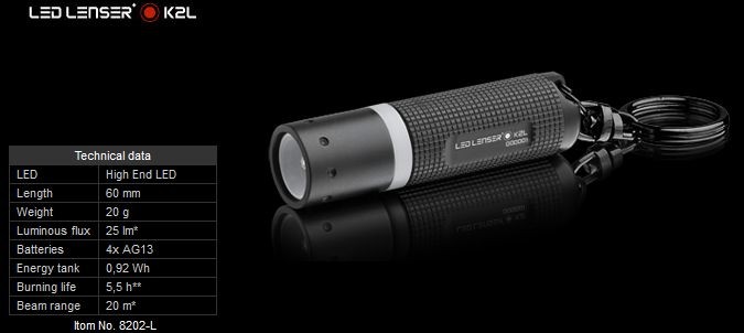 Lanternă Ledlenser K2L, 25 Lumeni