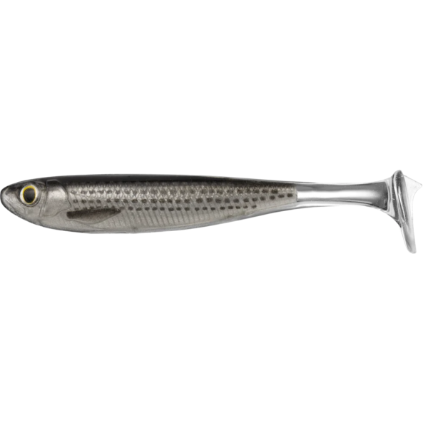 Shad LiveTarget Slow-Roll Mullet Paddle Tail, 717 Silver/Black, 10cm, 4buc/plic